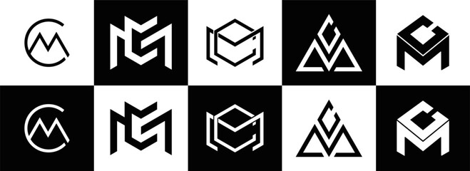 MC logo. M C design. White MC letter. MC, M C letter logo design. Initial letter MC linked circle uppercase monogram logo. M C letter logo vector design. MC letter logo design five style.	
