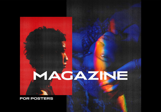 Magazine Pages Poster Photo Effect Mockup