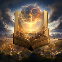 magic book and light