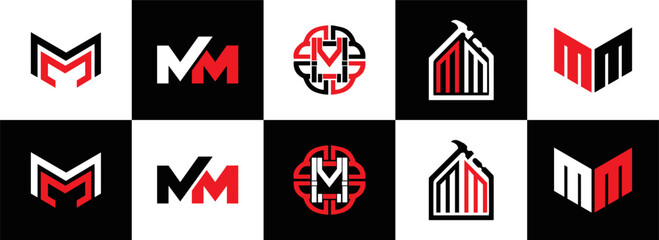 MM logo. M M design. White MM letter. MM, M M letter logo design. Initial letter MM linked circle uppercase monogram logo. M M letter logo vector design. MM letter logo design five style.	
