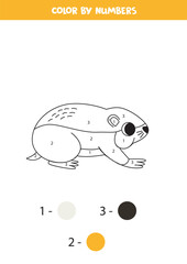 Color cartoon lemming by numbers. Worksheet for kids.