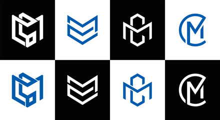 MC logo. M C design. White MC letter. MC, M C letter logo design. Initial letter MC linked circle uppercase monogram logo. M C letter logo vector design. MC letter logo design five style.	
