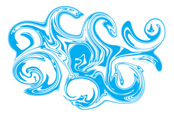blue water waves isolate on white.