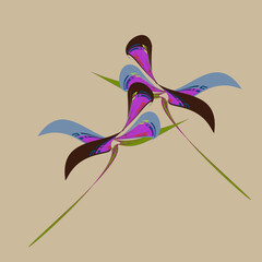 Contemporary art. Tropical flower, minimalist style. Abstract drawing