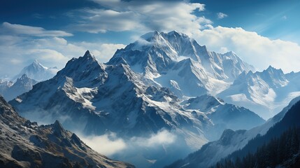 The steep icy mountains of the Himalayas illustration - 713225827