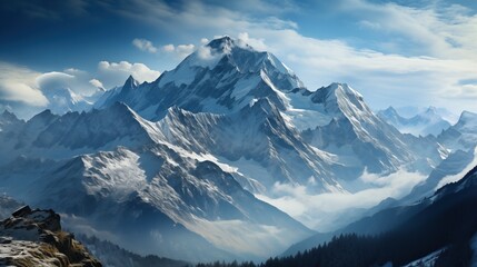 The steep icy mountains of the Himalayas illustration - 713225857