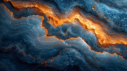 Obraz premium Sapphire blue marble stone with gold vein. Vivid graphite texture geode wallpaper background
