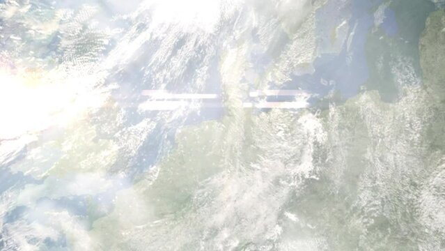 Zoom in from space and focus on Nordenham, Germany. 3D Animation. Background for travel intro. Elements of this image furnished by NASA