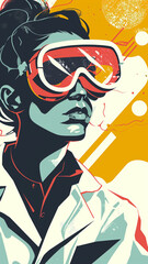 Red-Tinted Revelation. A female scientist in safety goggles.