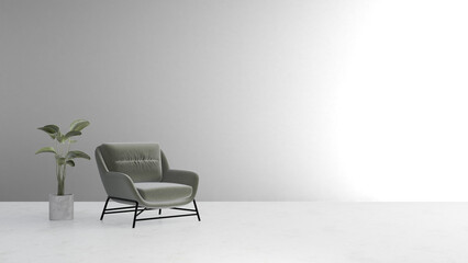 empty living room with minimalist design, realistic lighting, interior mockup in 3D rendering
