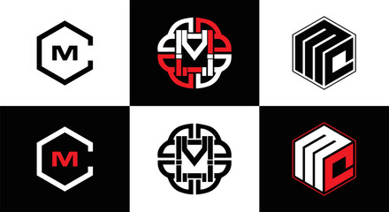 MC logo. M C design. White MC letter. MC, M C letter logo design. Initial letter MC linked circle uppercase monogram logo. M C letter logo vector design. MC letter logo design five style.	
