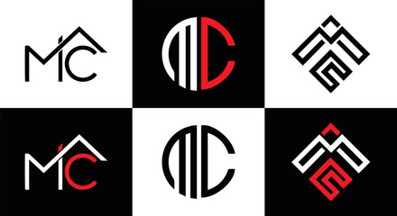 MC logo. M C design. White MC letter. MC, M C letter logo design. Initial letter MC linked circle uppercase monogram logo. M C letter logo vector design. MC letter logo design five style.	

