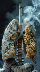  Stark Warning Against Smoking with AI-Generated Diseased Lungs created with Generative AI technology