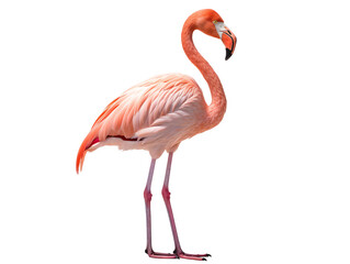 a flamingo standing on a white background