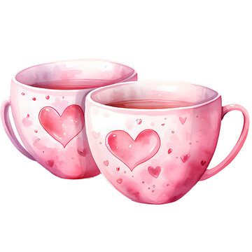 Valentine In cafe, Valentine season, Love in Cafe, Watercolor illustrations.