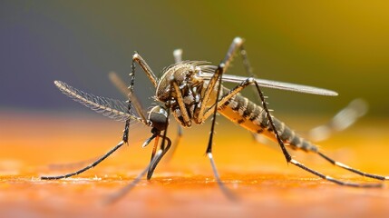 macro photo of a mosquito on human skin. the mosquito bites. insects concept, close up