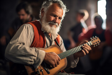 Traditional folk music workshop at Fête de la Musique, teaching age-old instruments, preserving cultural heritage and enduring musical traditions