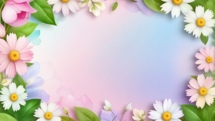 Fototapeta na wymiar Art spring flowers frame background, generative, AI