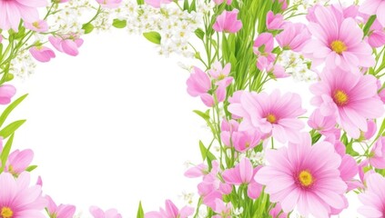 Art spring flowers frame background, generative, AI