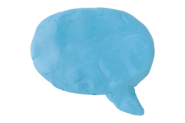 Light blue speech bubble plasticine isolated on transparent background.