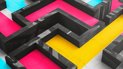 UX Design Clarity: Colorful Path Through B&W Maze