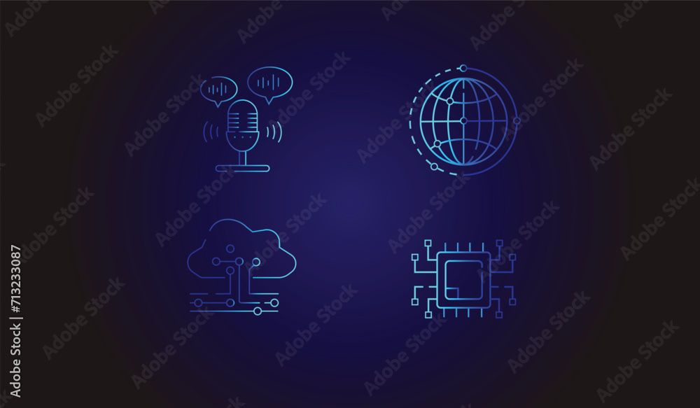 Poster artificial intelligence icons - line series - editable stroke