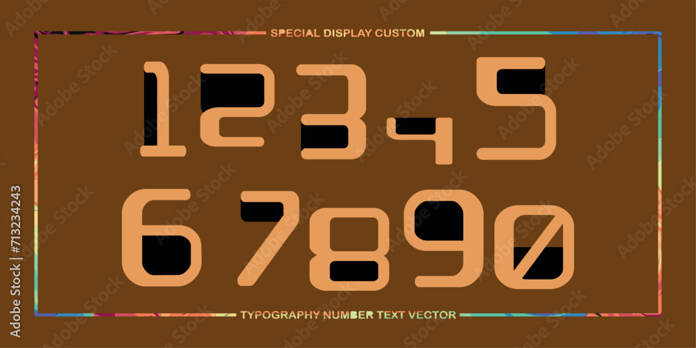 Poster assorted digital custom vector numbers. minimum. color gradation. dark. banner network. 3d effect. d