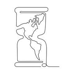 Continuous one line drowing of earth and Earth hour concept single line art illustration.

