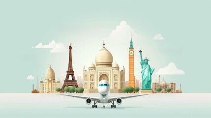 Concept of travel with famous attractions