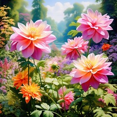 Vibrant Blooming Flowers: A Colorful Display of Nature’s Beauty in a Lush Garden