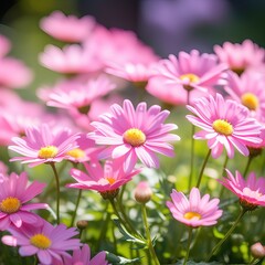 Vibrant Pink Dahlia Flower in Bloom, Potted Plant on Green Background - Nature’s Beauty