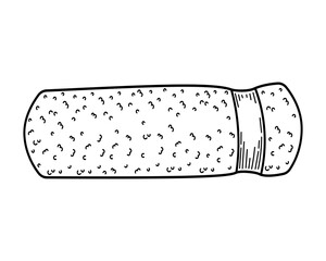 Bath towel roll sketch. Bathroom, washing. Hand drawn line art illustration.