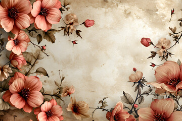 Timeless Elegance: Vintage Dusty Roses Floral Border