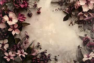 Timeless Elegance: Vintage Dusty Roses Floral Border