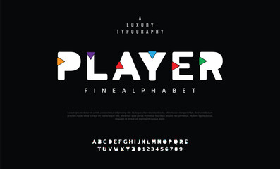Player Modern Bold Heavy Font. Typography urban style alphabet fonts for fashion, sport, technology, digital, movie, logo design, vector illustration