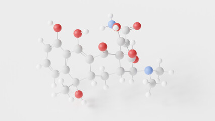 tetracycline molecule 3d, molecular structure, ball and stick model, structural chemical formula antibiotic