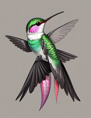 hummingbird and flower watercolor illustration