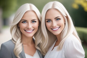 Two beautiful Women smiling. Generated AI
