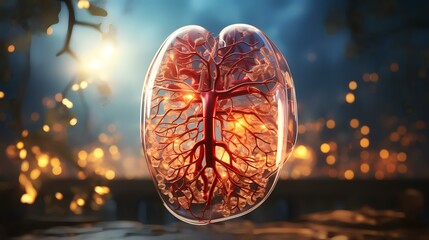 Human Liver on Medical Background - 3D Illustration - obrazy, fototapety, plakaty