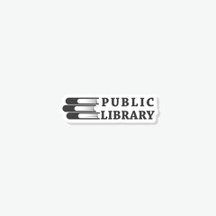  Public library icon sticker isolated on gray background