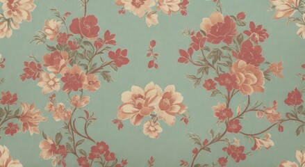 Vintage wallpaper with floral patterns, generative, AI