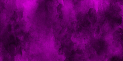 Hand-drawn bright pink gradient abstract watercolor splashed on the paper.Abstract purple smoke mist fog on a black background. Isolated texture overlays background .