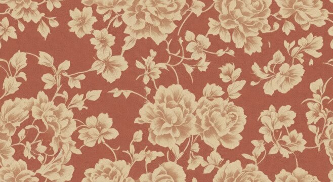 Vintage wallpaper with floral patterns, generative, AI