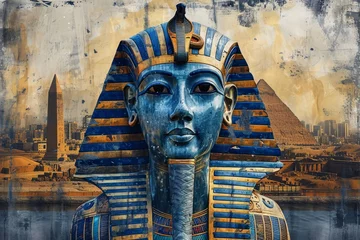 Foto op Canvas Illustration of Egyptian History watercolor paint. History of Egypt in watercolor colors. Horizontal format © Magiurg