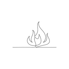 Bon fire continuous one line drawing outline vector  illustration