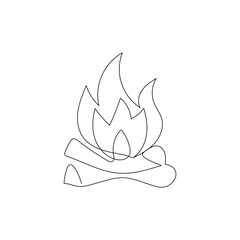 Bon fire continuous one line drawing outline vector  illustration