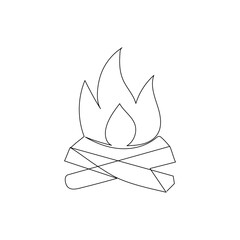 Bon fire continuous one line drawing outline vector  illustration
