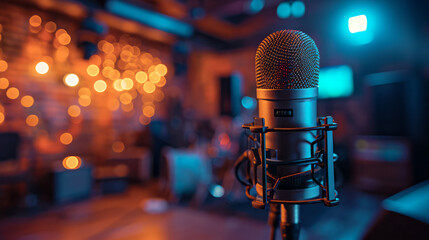 Microphone in a recording studio Podcast