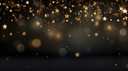 Fototapeta na wymiar New year background with gold stars and sparks