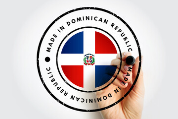 Made in Dominican Republic text emblem badge, concept background - obrazy, fototapety, plakaty